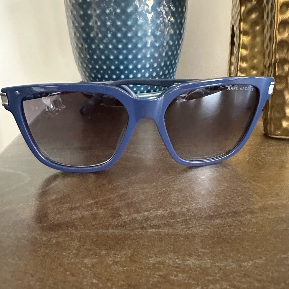 Marc Jacobs Blue Frame Sunglasses with Gold-Textured Accent